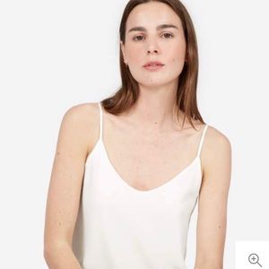 Everlane white silk double layered v-neck cami